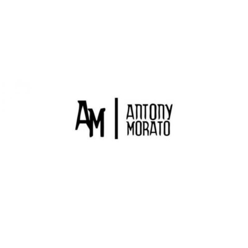 Antony Morato gold shirt. Blauw met opdruk. Maat S.