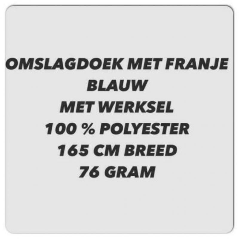 Omslagdoek met franje - blauw met werksel