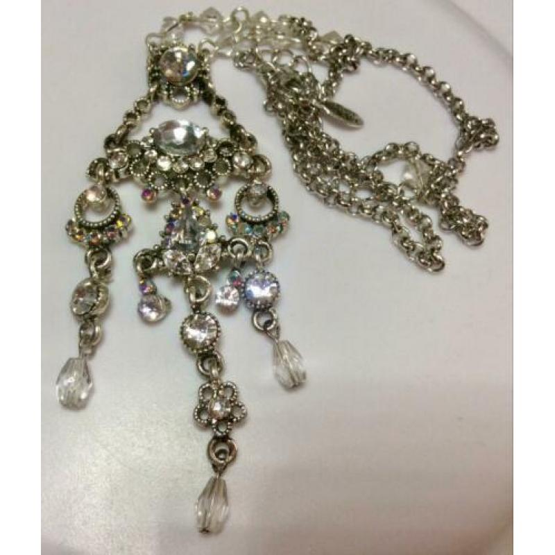 Nieuwe ketting MKM Design zilveren kleur kristallen hanger
