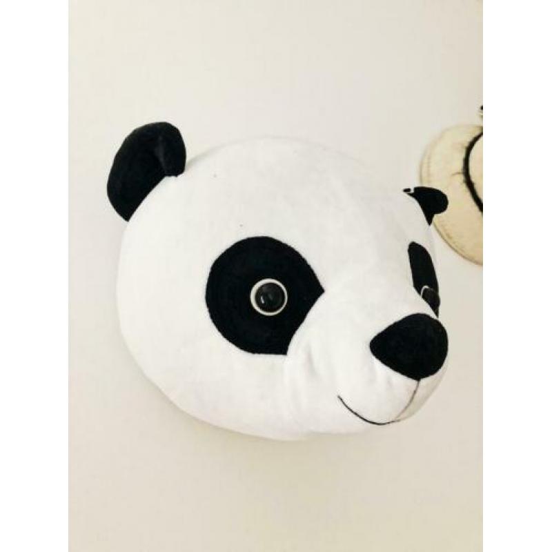 Nieuw! Pluche dierenkop panda. Wanddecoratie. Kinderkamer.