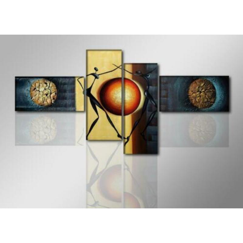 Canvas schilderij 4 luik Dancing Rood 195 x 80 cm