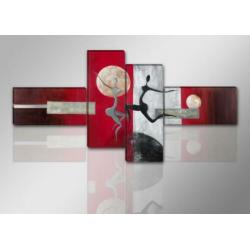 Canvas schilderij 4 luik Dancing Rood 195 x 80 cm