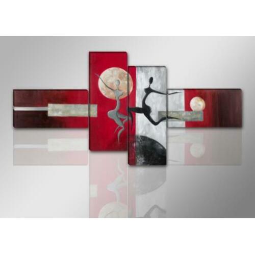 Canvas schilderij 4 luik Dancing Rood 195 x 80 cm