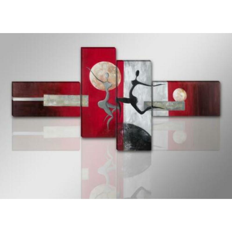 Canvas schilderij 4 luik Dancing Rood 195 x 80 cm