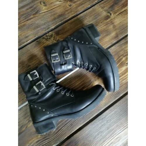 Stoere zwarte bikerboot maat 39