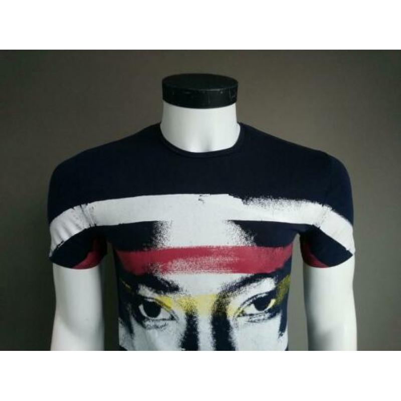Antony Morato gold shirt. Blauw met opdruk. Maat S.