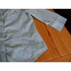 Turquoise/wit fijn geruit Essential blousje, maat 40