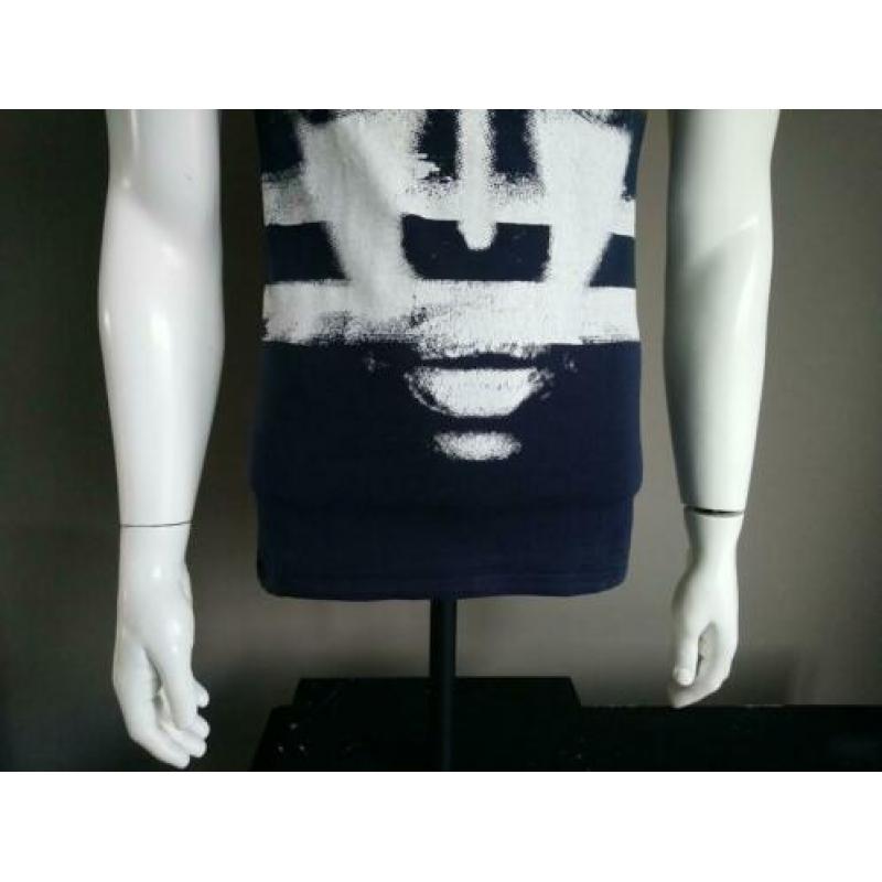 Antony Morato gold shirt. Blauw met opdruk. Maat S.