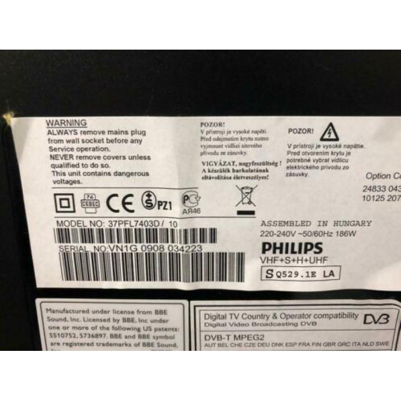 Philips: 37inch FullHD Lcd tv, 4x HDMI! Werkt Goed!
