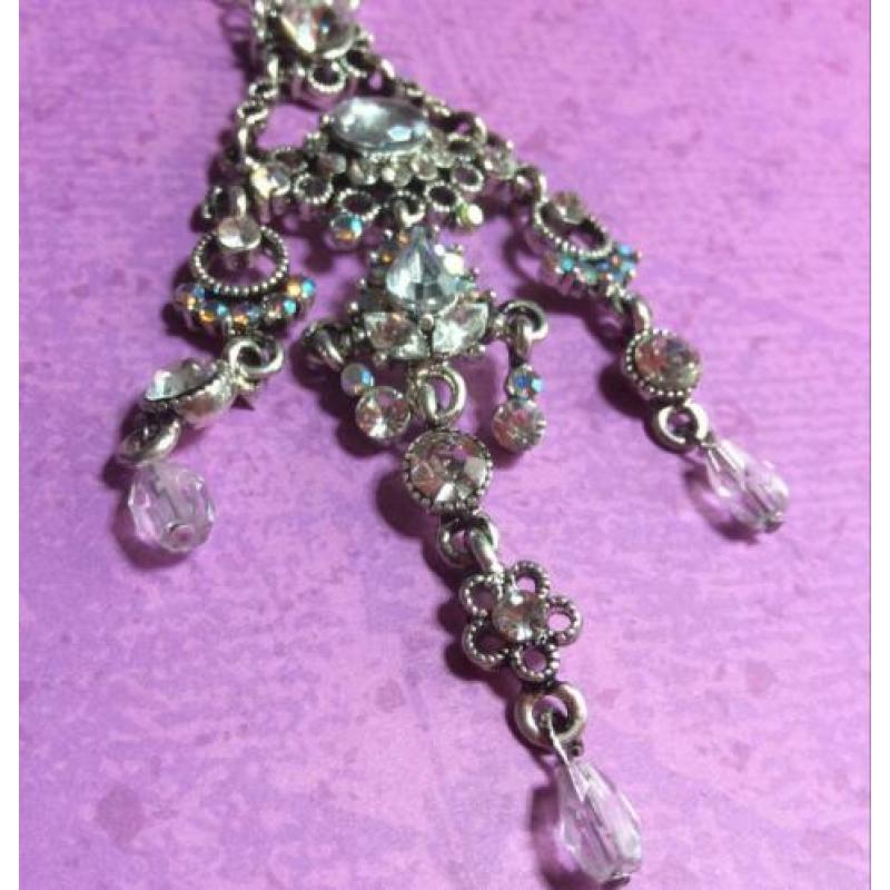 Nieuwe ketting MKM Design zilveren kleur kristallen hanger
