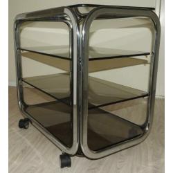 PRACHTIGE Jaren 50/60 theetafel/wagenmooi chroom4gaveglaspla