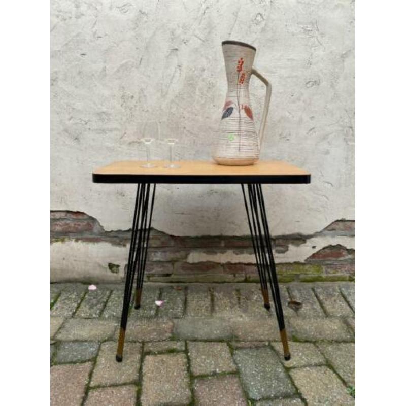 Vintage design jaren 50 hairpin bijzettafel, plantentafel