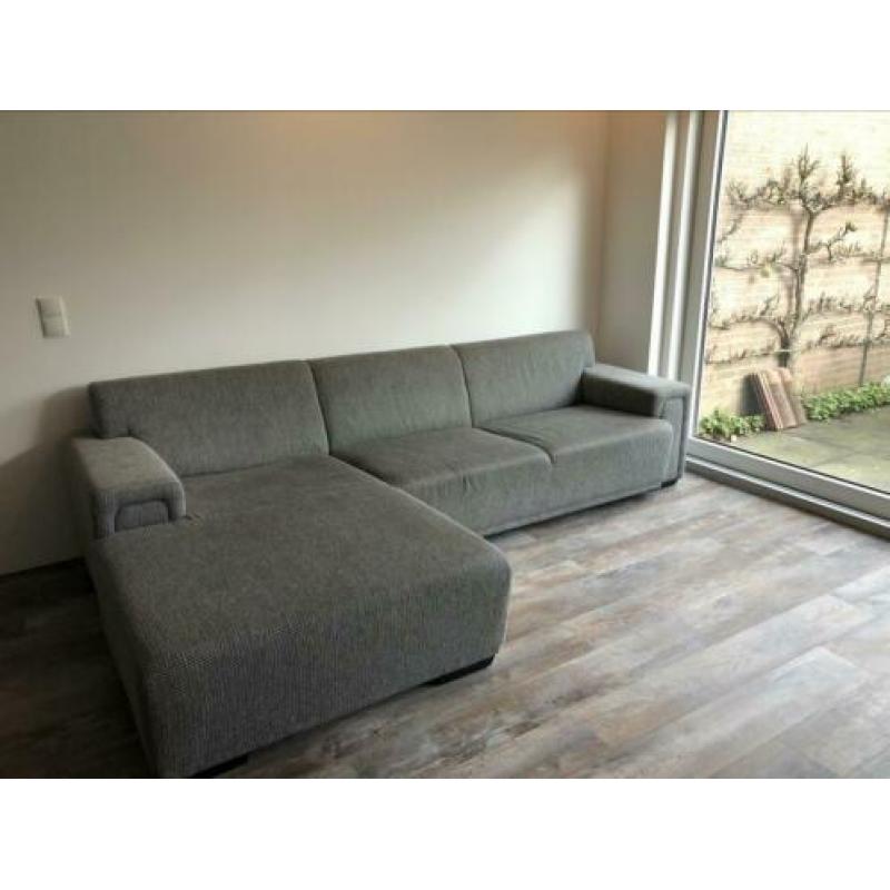 Bank met chaise longue grijs
