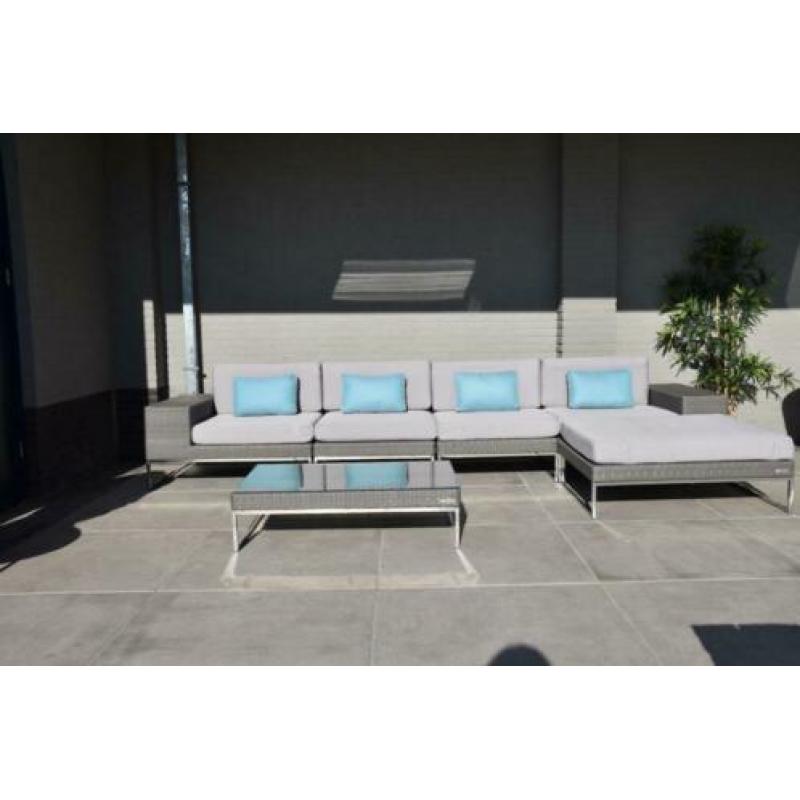 Aanbieding design Loungeset grijs wicker rvs gratis levering