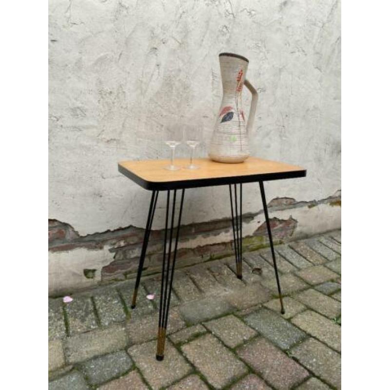 Vintage design jaren 50 hairpin bijzettafel, plantentafel
