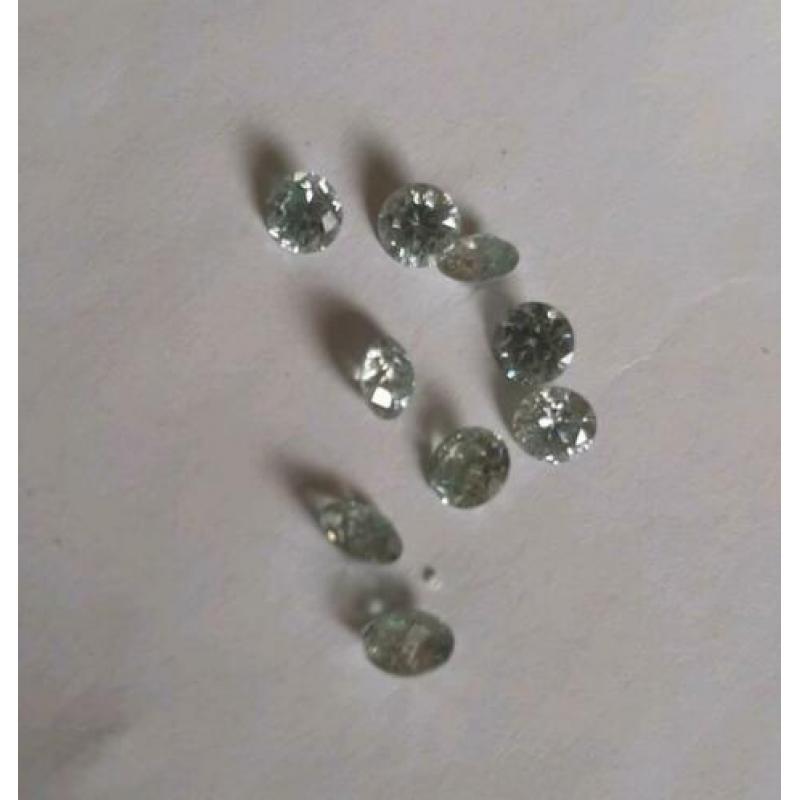 Moissanite ijsblauw 9 stuks samen 2, 90 krt