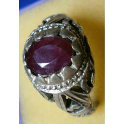 Antiek Robijn zilver ring %100 natuurlijk robijn