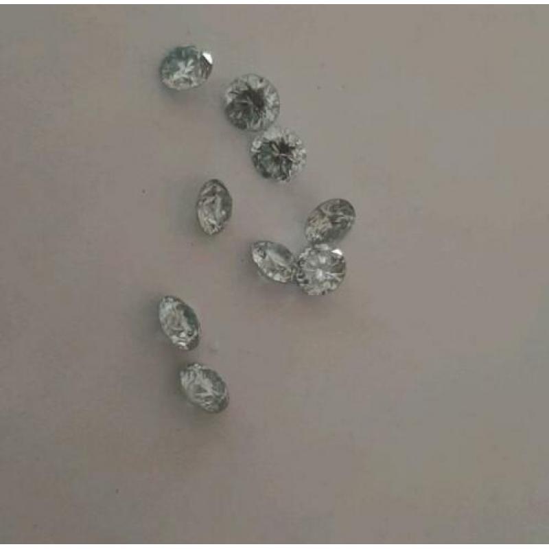 Moissanite ijsblauw 9 stuks samen 2, 90 krt