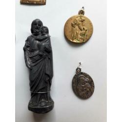 medaillons Franciscus Madonna Beeldje Jezus met kind Kruis