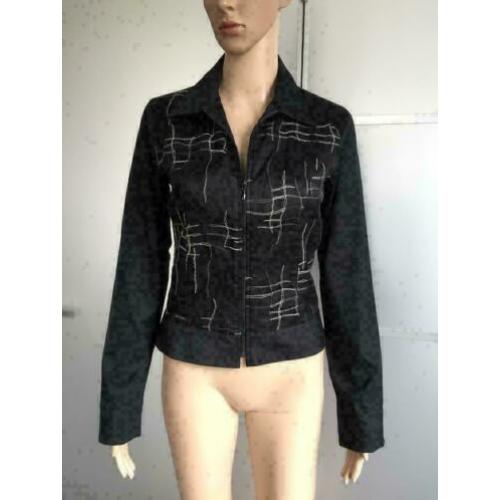 C121 Anne Fontaine: zwart jasje vest blouse Maat 1=XS=34