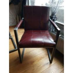 Te koop 6 echt lederen eetkamer stoelen met armleuning