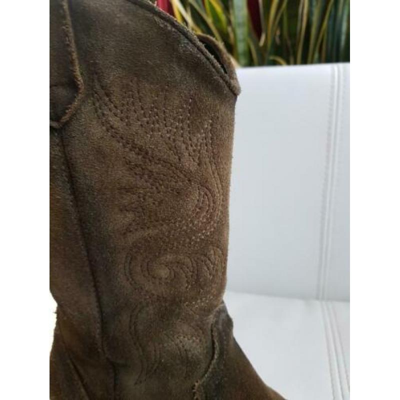 Stoere leren cowboylaarsjes groen 37