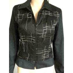 C121 Anne Fontaine: zwart jasje vest blouse Maat 1=XS=34