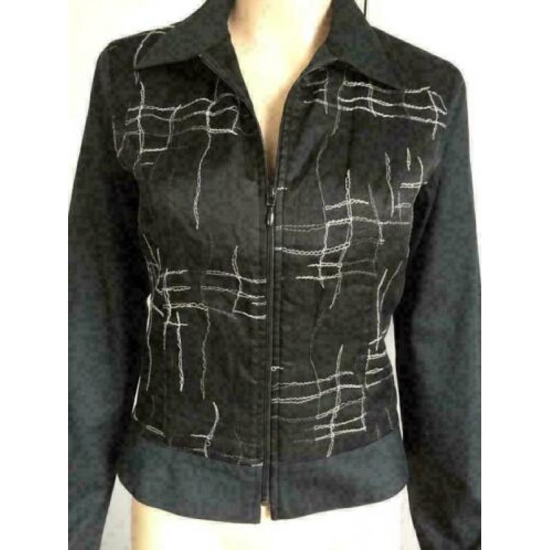 C121 Anne Fontaine: zwart jasje vest blouse Maat 1=XS=34