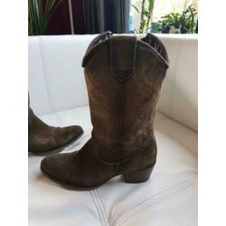Stoere leren cowboylaarsjes groen 37
