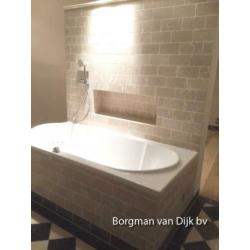 wand en vloertegels beige / zwart marmer 20x20 cm verouderd