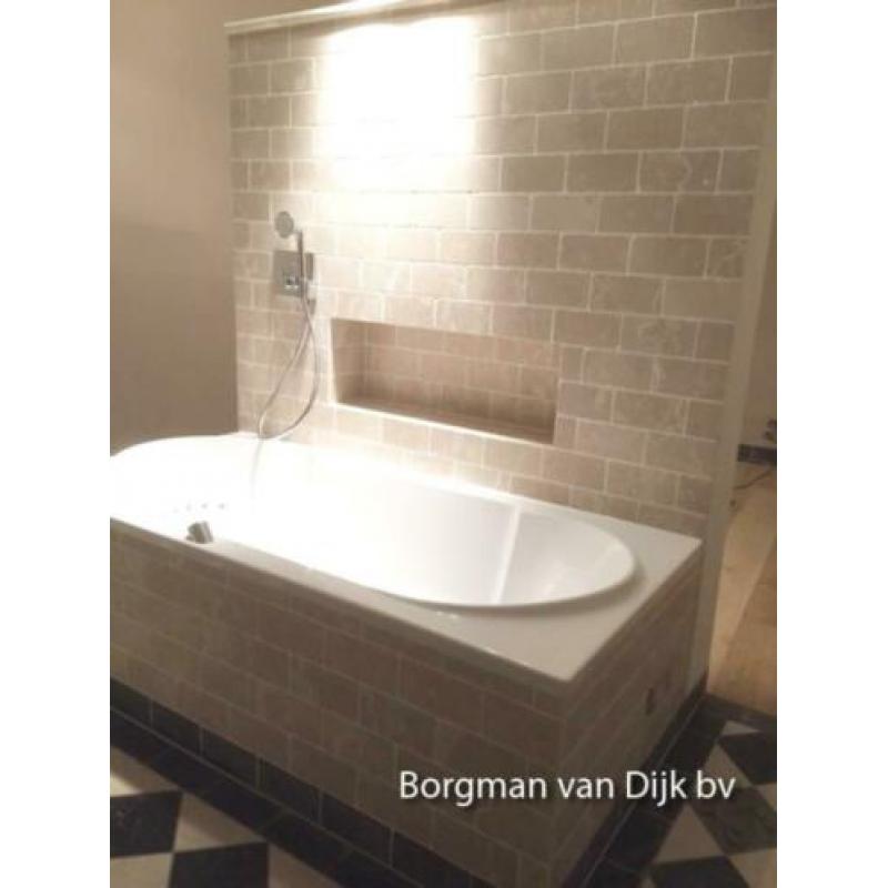 wand en vloertegels beige / zwart marmer 20x20 cm verouderd