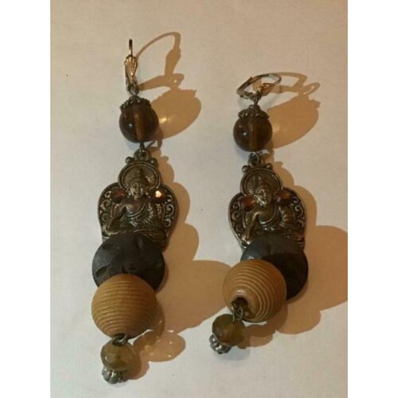 Vintage oorbellen thaise buddha oorbellen swarovski kralen