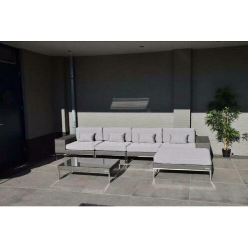 Aanbieding design Loungeset grijs wicker rvs gratis levering