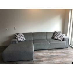 Bank met chaise longue grijs