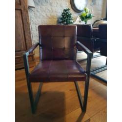 Te koop 6 echt lederen eetkamer stoelen met armleuning
