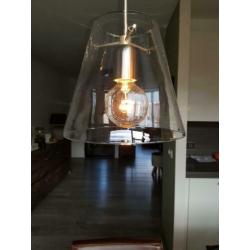 Mooie glazen hanglampen , incl . 3 lampen en 2 reserve