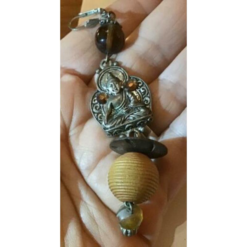 Vintage oorbellen thaise buddha oorbellen swarovski kralen