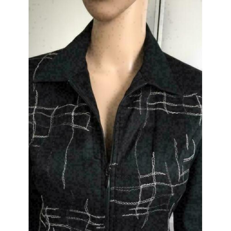 C121 Anne Fontaine: zwart jasje vest blouse Maat 1=XS=34
