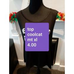 Zwarte mouwloze top coolcat maat xl