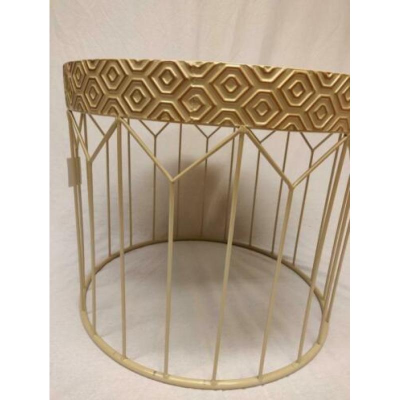 Vintage salontafel zwart glas en metaal 60 cm