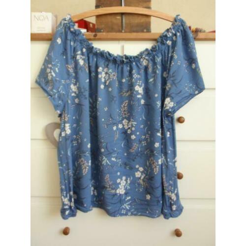 Clockhouse: Gebloemde Blouse met Carmen Hals - maat 54
