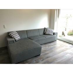 Bank met chaise longue grijs