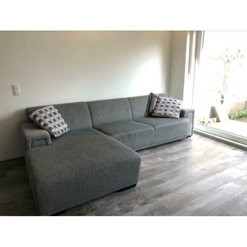 Bank met chaise longue grijs