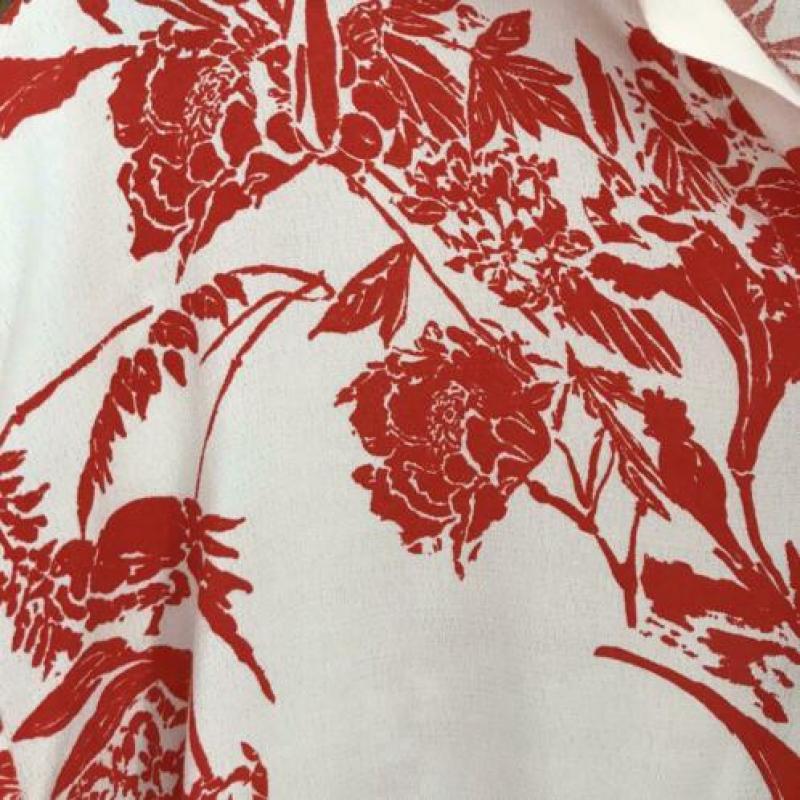 H&M blouse lange mouw bloes ?? wit met rood overhemd 42-44