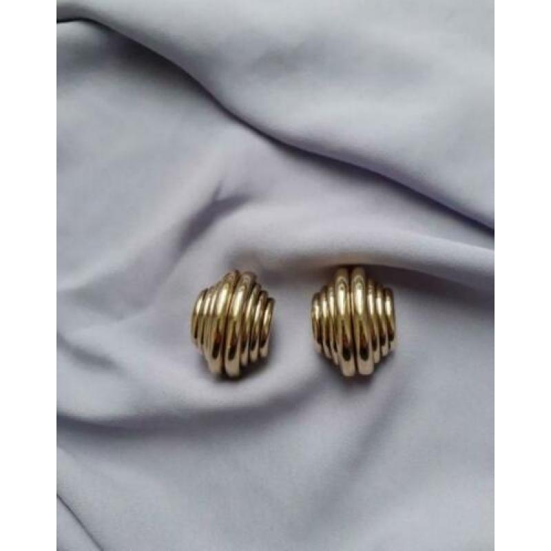 Vintage 1970 70s gouden klip oorbellen groot statement