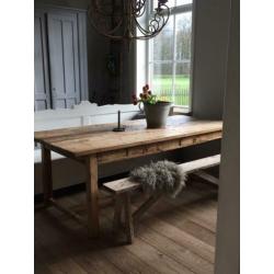 Prachtige antiek grenen eiken eettafel -Franse boeren tafel