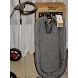 Stokke V5 Black melange kinderwagen met Autostoel NIEUWSTAAT