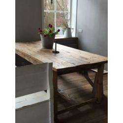 Prachtige antiek grenen eiken eettafel -Franse boeren tafel