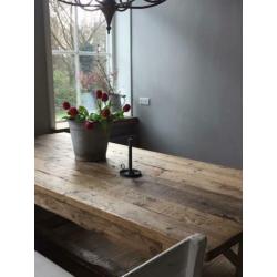 Prachtige antiek grenen eiken eettafel -Franse boeren tafel