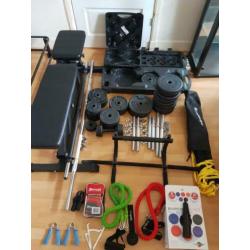 Grote hoeveelheid gewichten 94kilo, fitness, bench, barbell